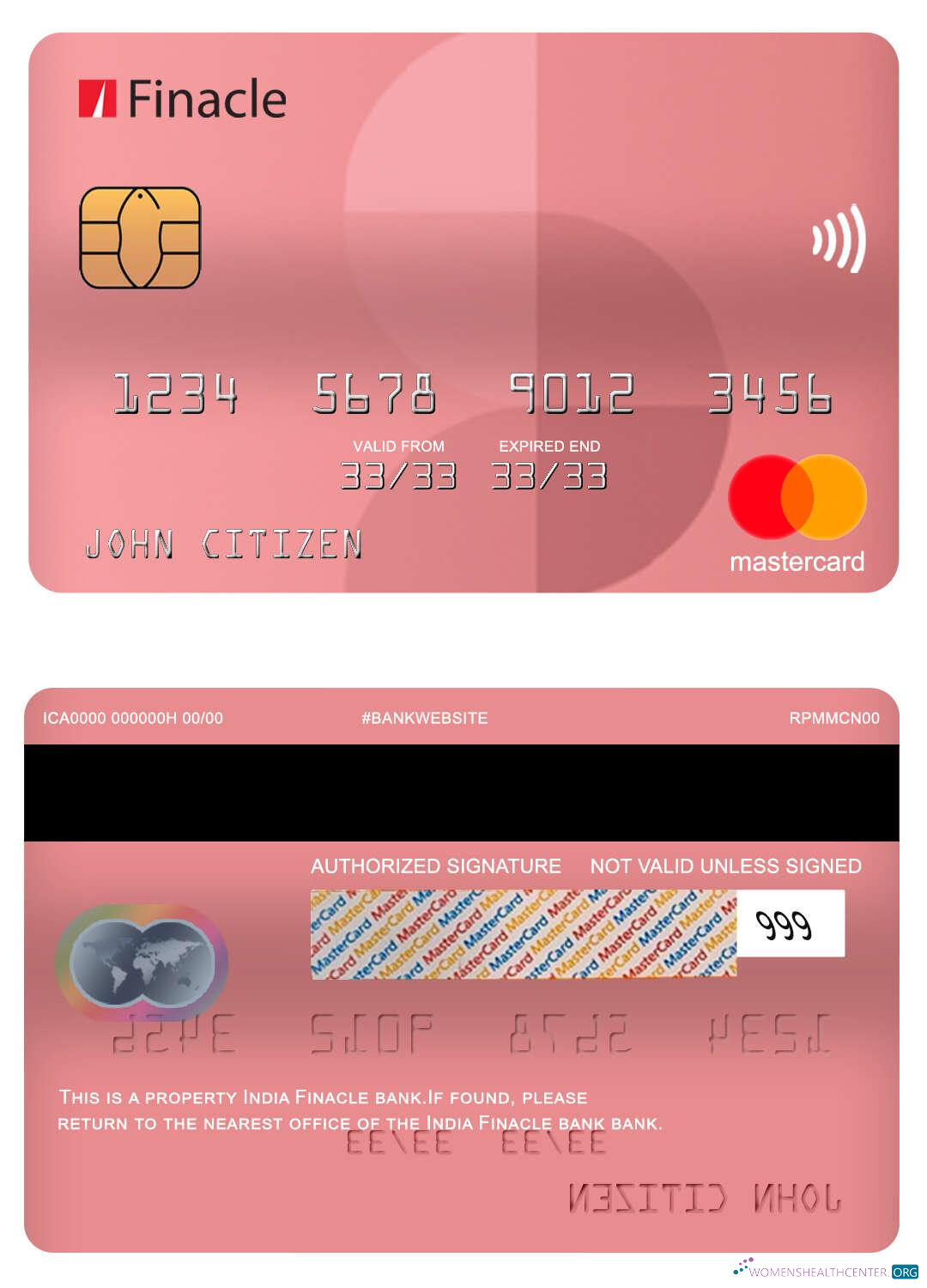 Download India Finacle bank mastercard Photoshop template
